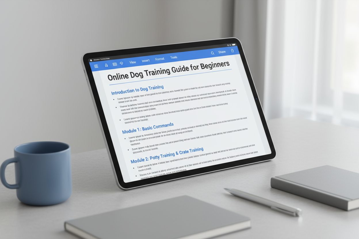 Please name the "document" as "Online Dog Training Guide" for Beginners.